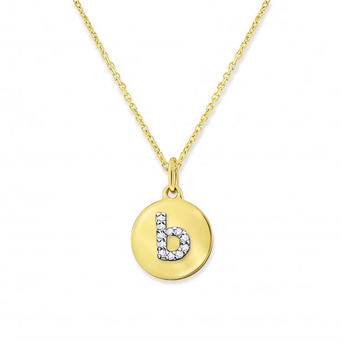 KC Designs 14k Yellow Gold Diamond Mini Disc Initial "b" Necklace