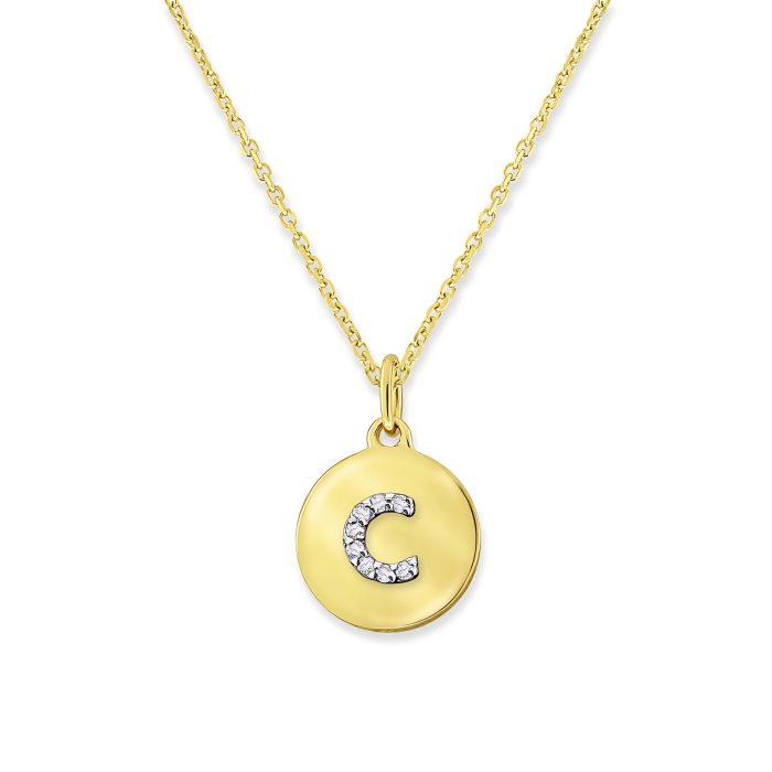 KC Designs 14k Yellow Gold Diamond Mini Disc Initial "c" Necklace