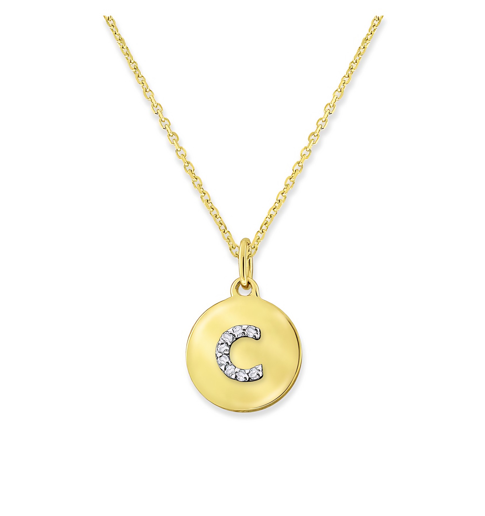 KC Designs 14k Yellow Gold Diamond Mini Disc Initial "c" Necklace
