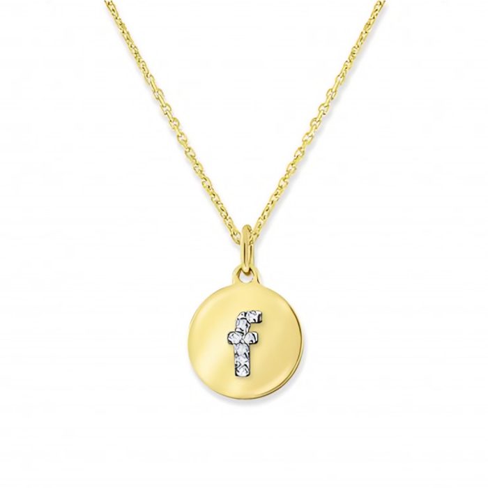KC Designs 14k Yellow Gold Diamond Mini Disc Initial "f" Necklace