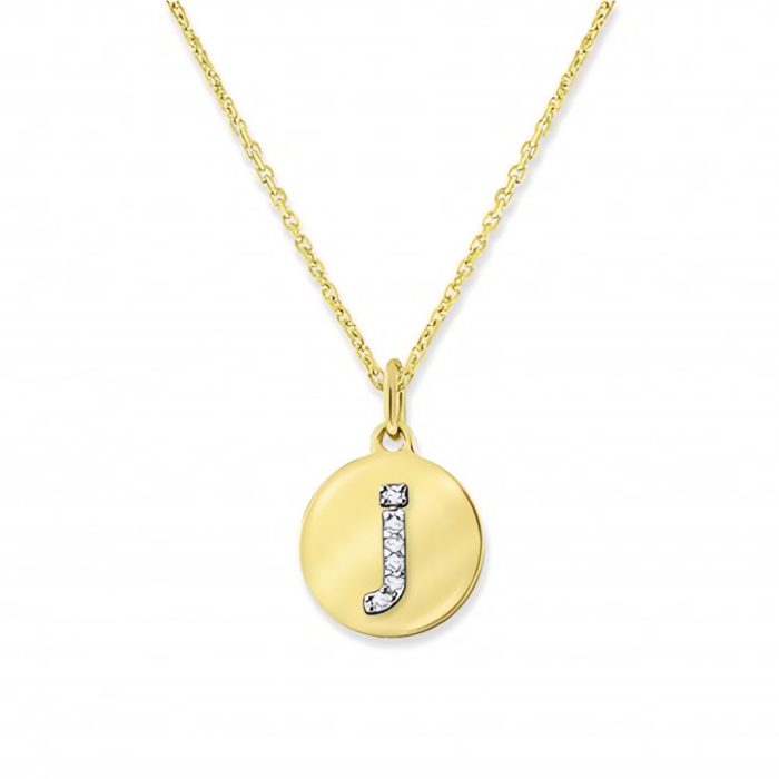 KC Designs 14k Yellow Gold Diamond Mini Disc Initial "j" Necklace