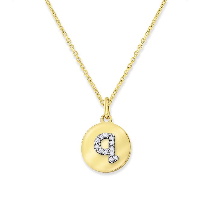 KC Designs 14k Yellow Gold Diamond Mini Disc Initial "q" Necklace