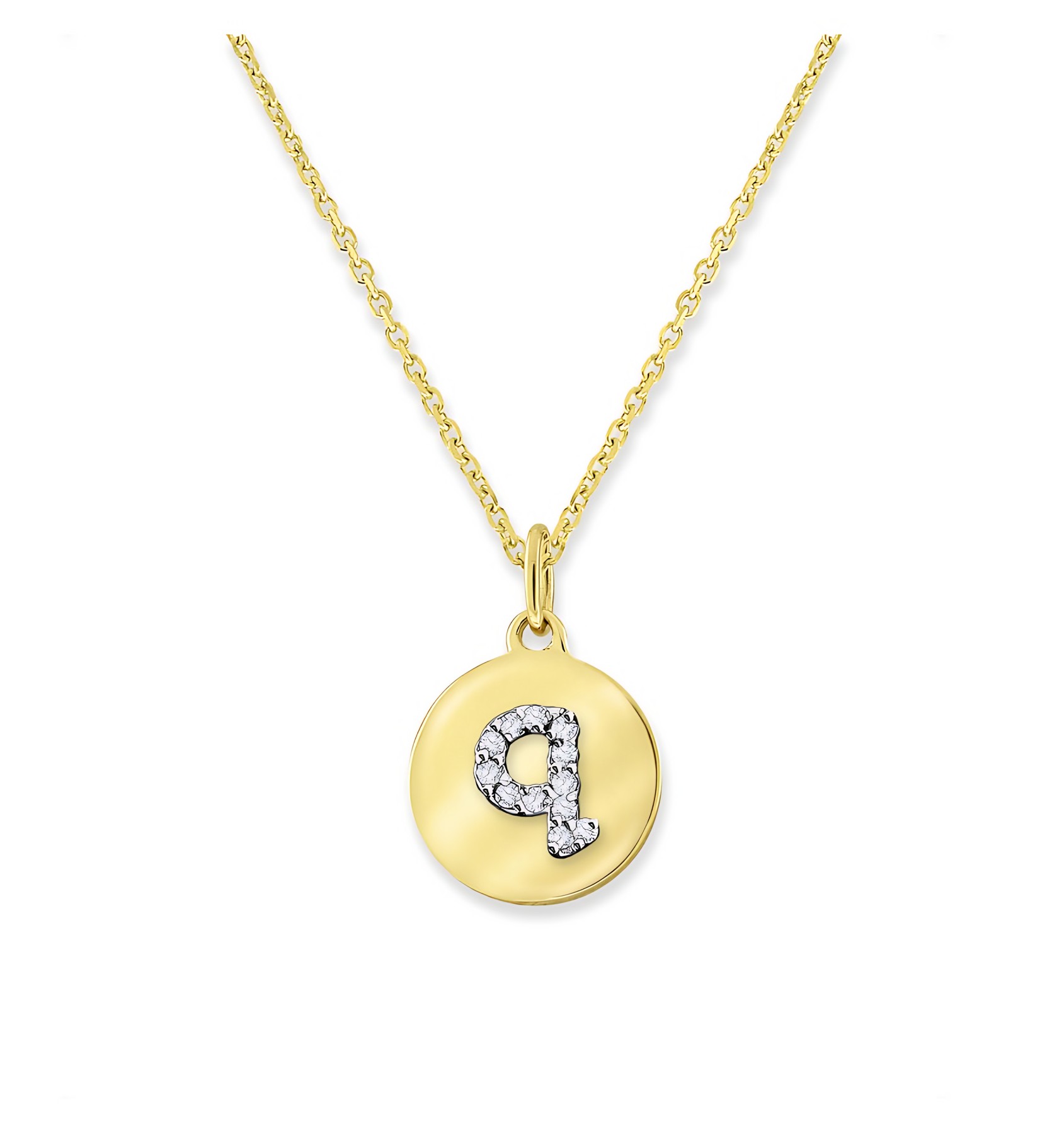 KC Designs 14k Yellow Gold Diamond Mini Disc Initial "q" Necklace