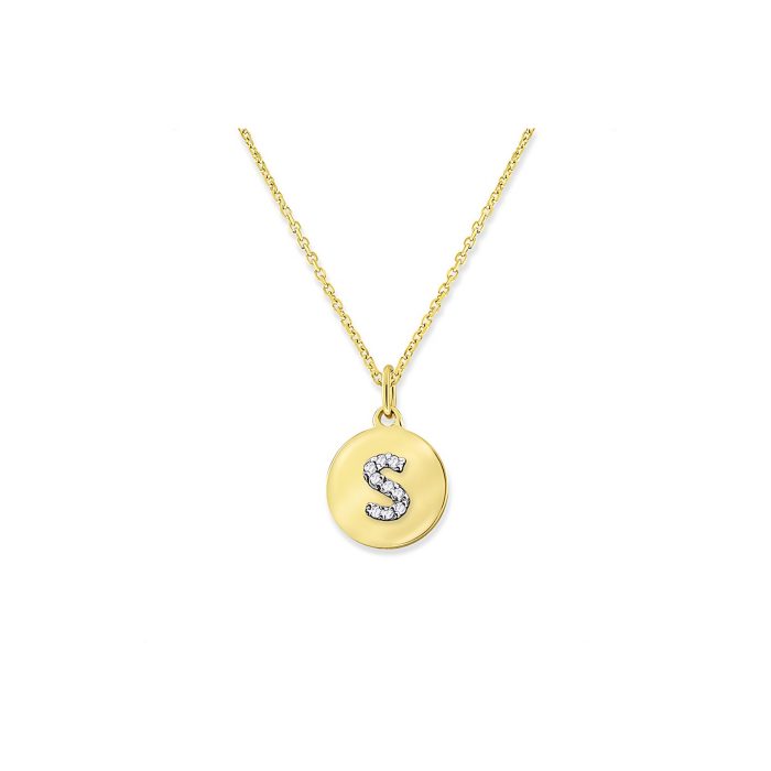 KC Designs 14k Yellow Gold Diamond Mini Disc Initial "s" Necklace