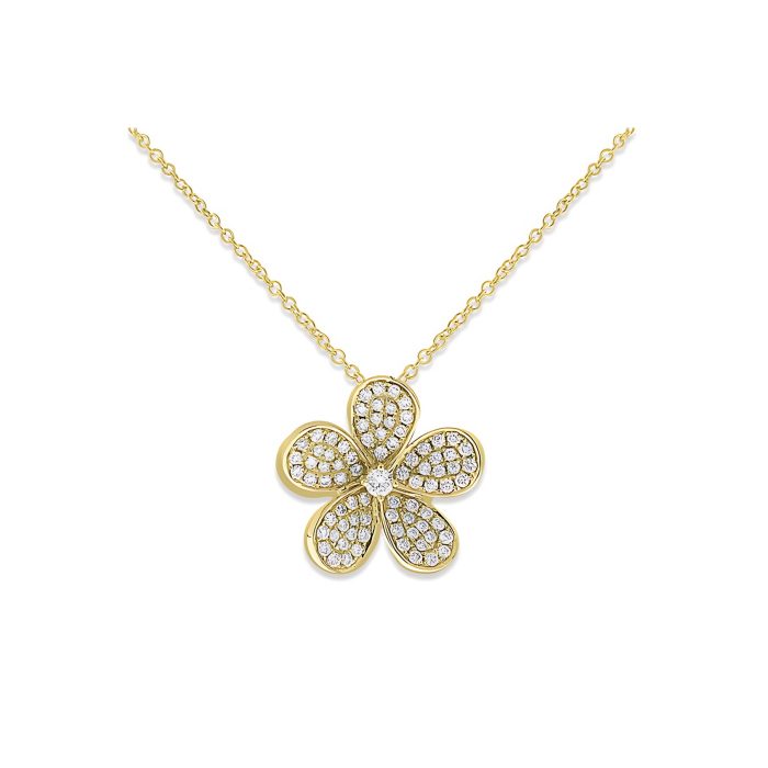 KC Designs 14k Yellow Gold Flower Necklace With 81 Diamonds