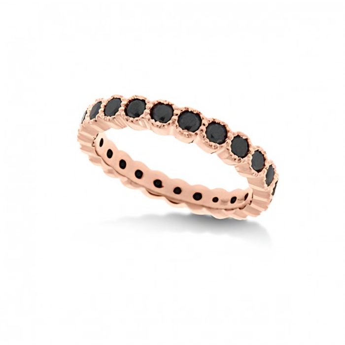 KC Designs Black Diamond Stackable Ring in 14k Rose Gold with 22 Black Diamonds