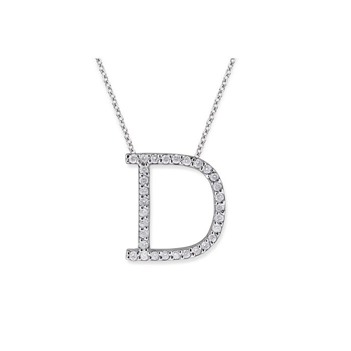 KC Designs Diamond All Star Initial "D" Necklace in 14K White Gold with 45 Diamonds
