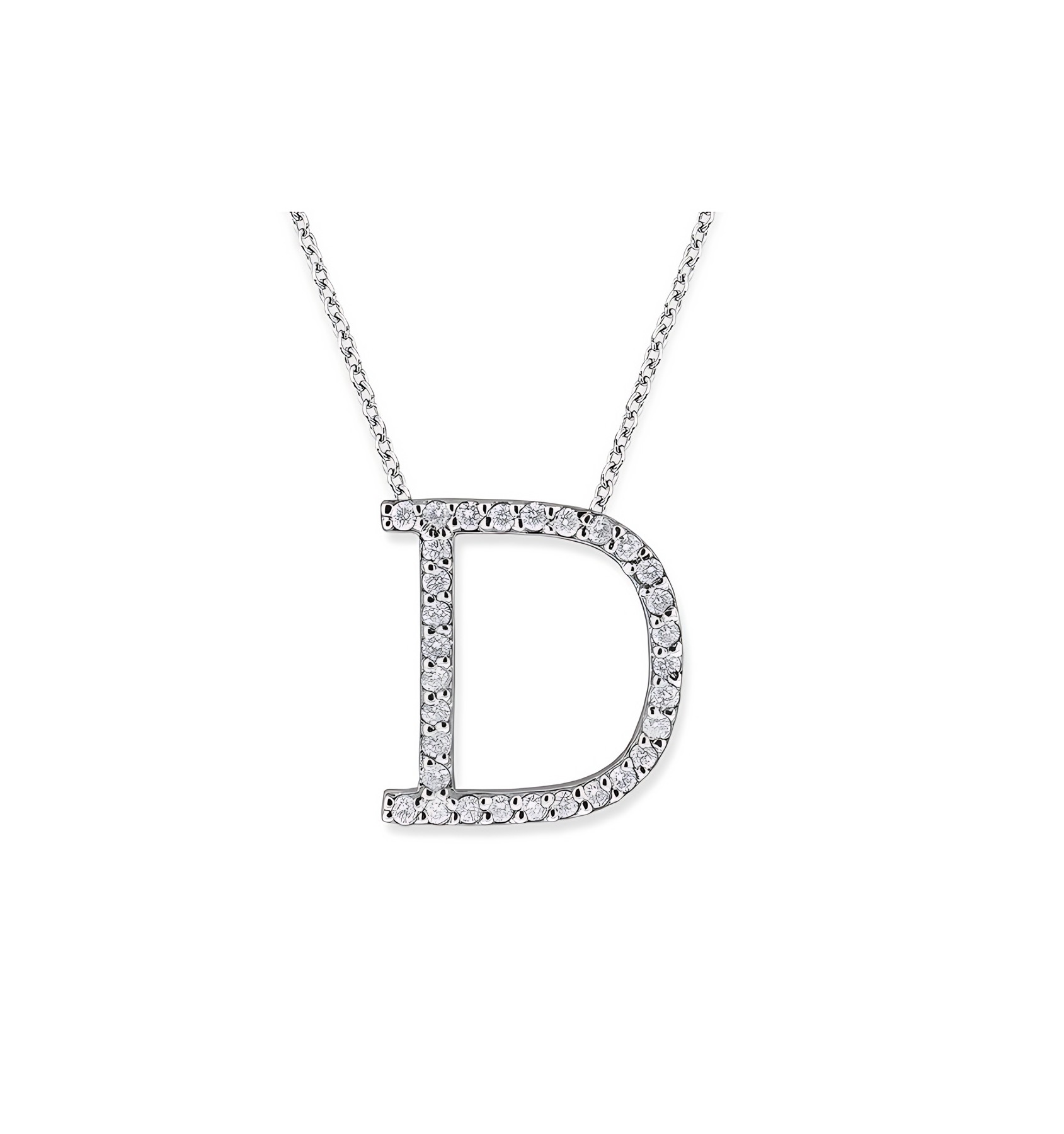 KC Designs Diamond All Star Initial "D" Necklace in 14K White Gold with 45 Diamonds