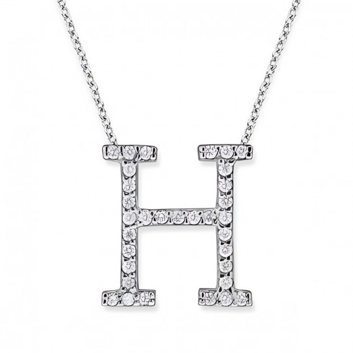 KC Designs Diamond All Star Initial "H" Necklace in 14K White Gold with 33 diamonds