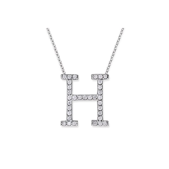KC Designs Diamond All Star Initial "H" Necklace in 14K White Gold with 33 diamonds