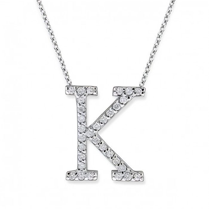 KC Designs Diamond All Star Initial "K" Necklace in 14K White Gold with 33 diamonds