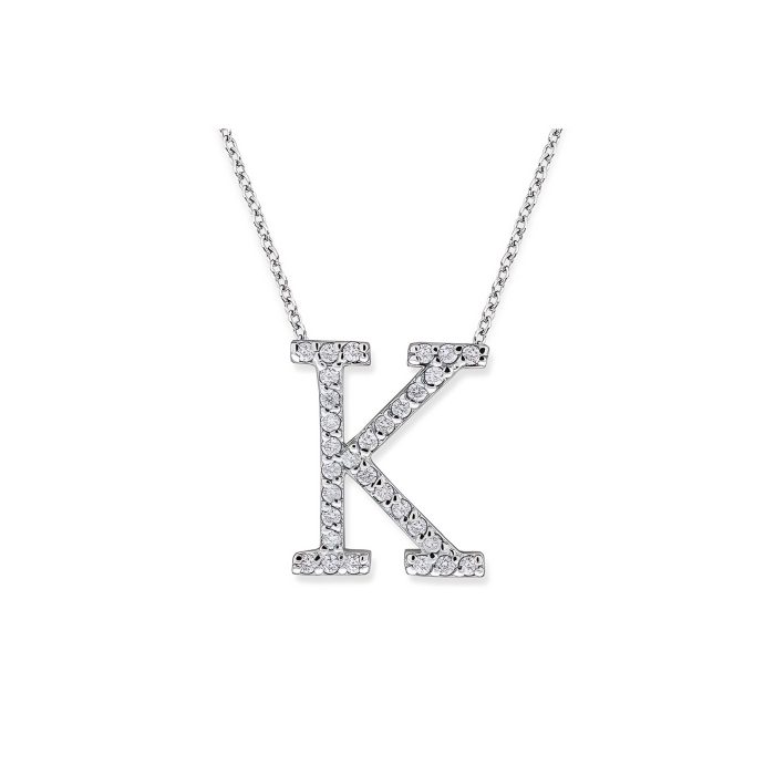 KC Designs Diamond All Star Initial "K" Necklace in 14K White Gold with 33 diamonds