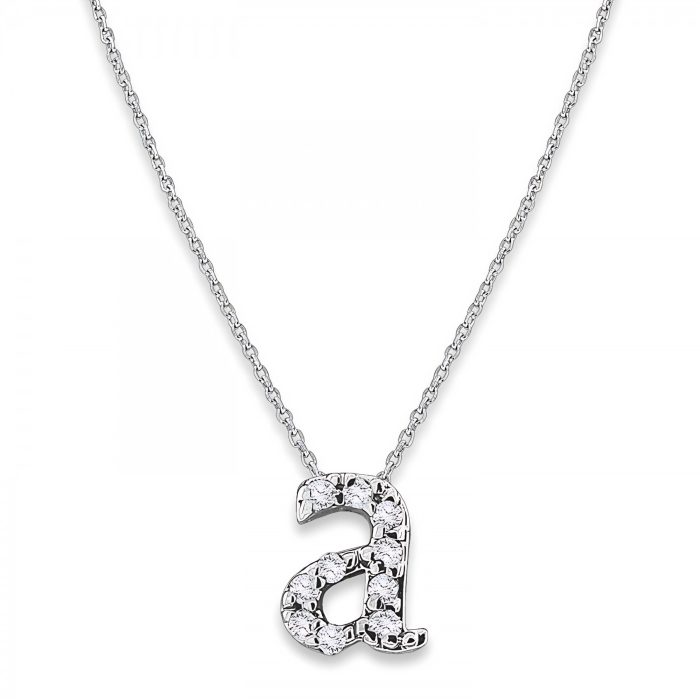 KC Designs Diamond Baby Typewriter Initial "a" Necklace in 14k White Gold