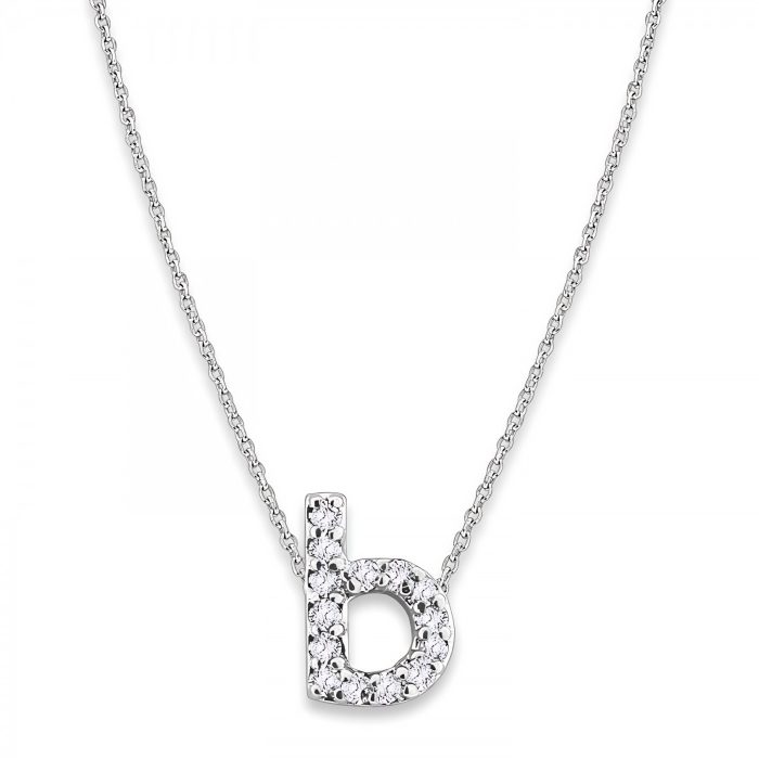 KC Designs Diamond Baby Typewriter Initial "b" Necklace in 14k White Gold