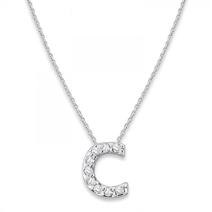 KC Designs Diamond Baby Typewriter Initial "c" Necklace in 14k White Gold