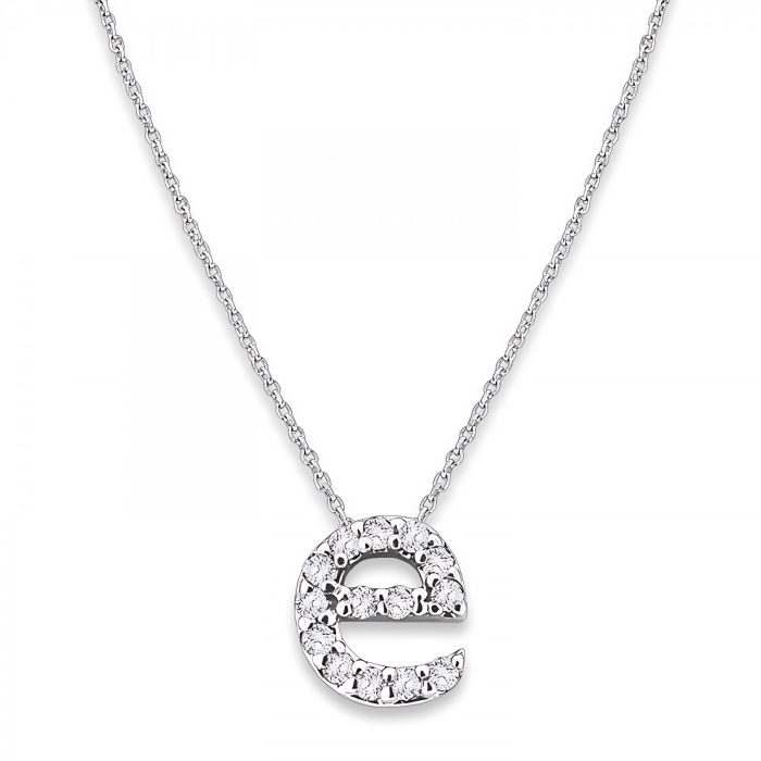 KC Designs Diamond Baby Typewriter Initial "e" Necklace in 14k White Gold