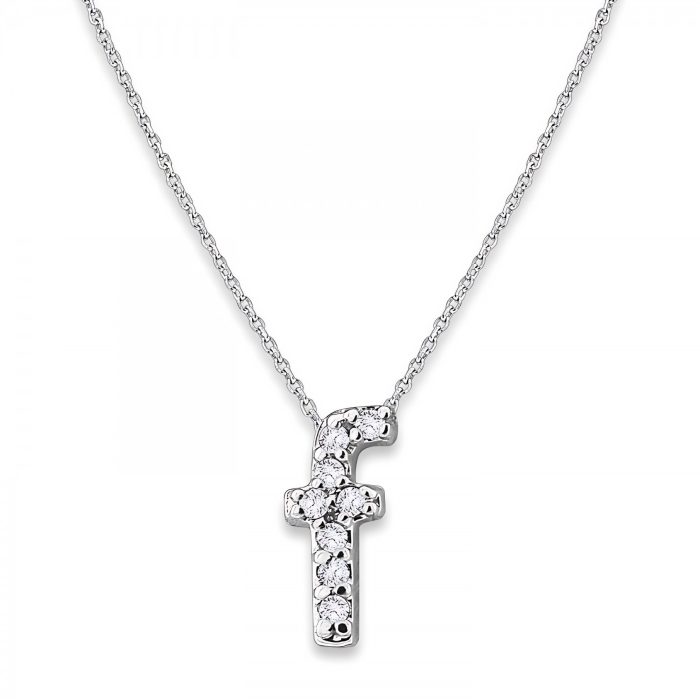 KC Designs Diamond Baby Typewriter Initial "f" Necklace in 14k White Gold