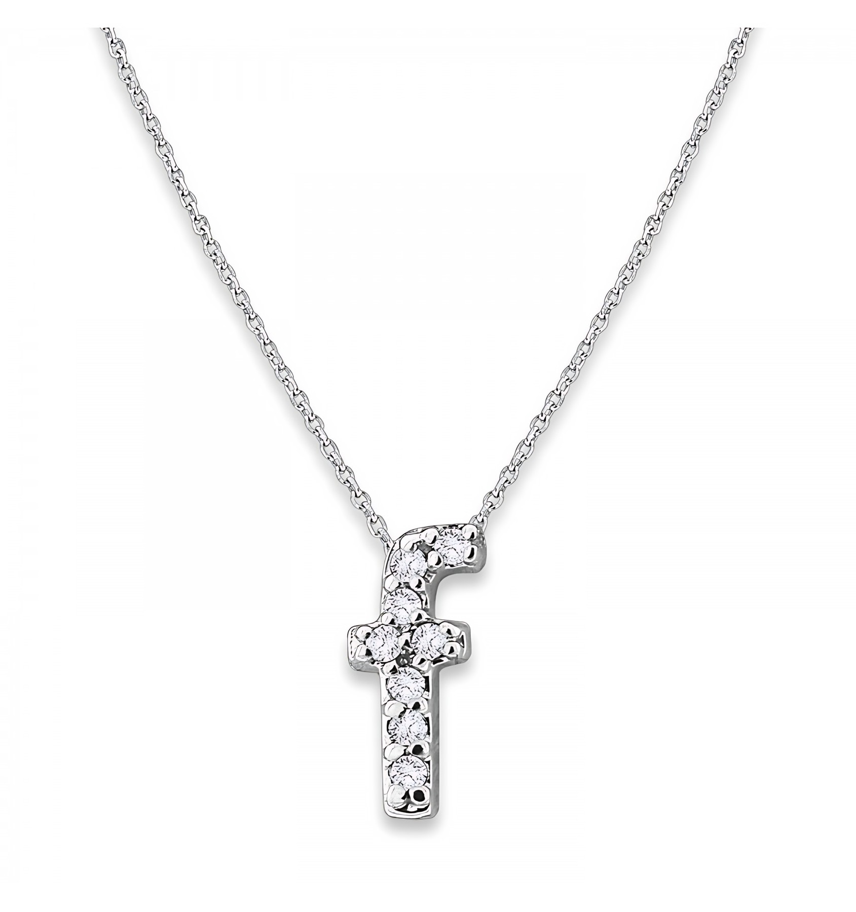 KC Designs Diamond Baby Typewriter Initial "f" Necklace in 14k White Gold