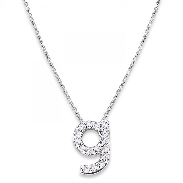 KC Designs Diamond Baby Typewriter Initial "g" Necklace in 14k White Gold