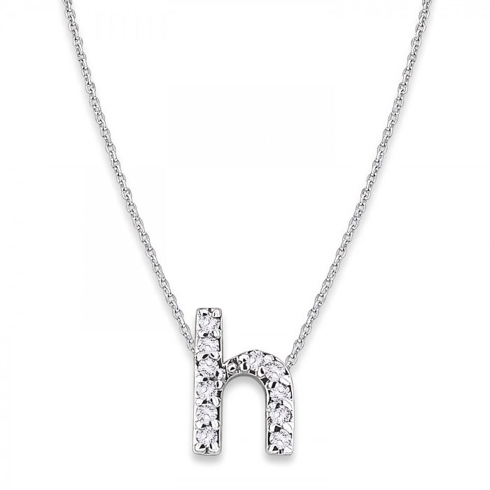 KC Designs Diamond Baby Typewriter Initial "h" Necklace in 14k White Gold
