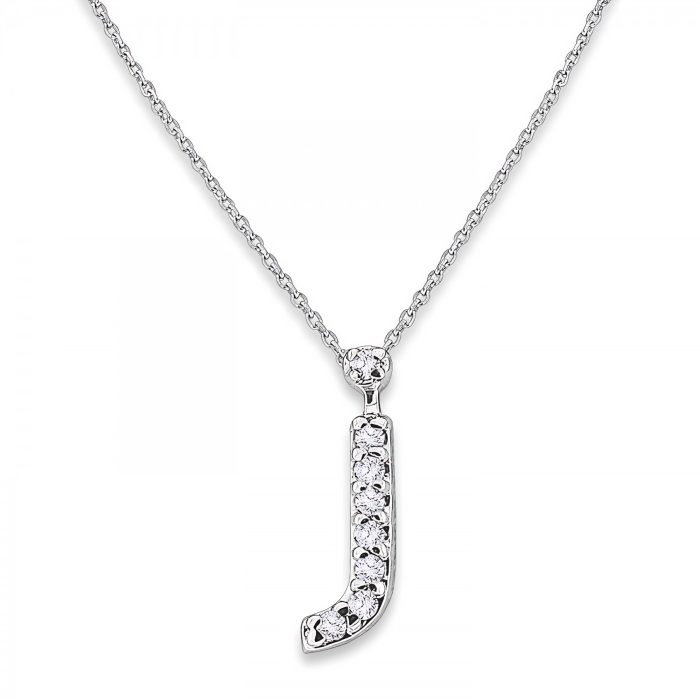 KC Designs Diamond Baby Typewriter Initial "j" Necklace in 14k White Gold