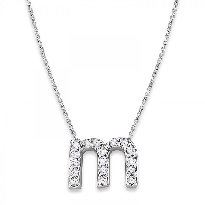 KC Designs Diamond Baby Typewriter Initial "M" Necklace in 14k White Gold