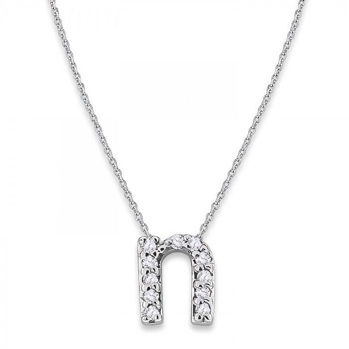 KC Designs Diamond Baby Typewriter Initial "n" Necklace in 14k White Gold