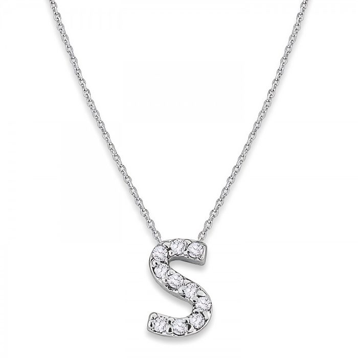 KC Designs Diamond Baby Typewriter Initial "s" Necklace in 14k White Gold