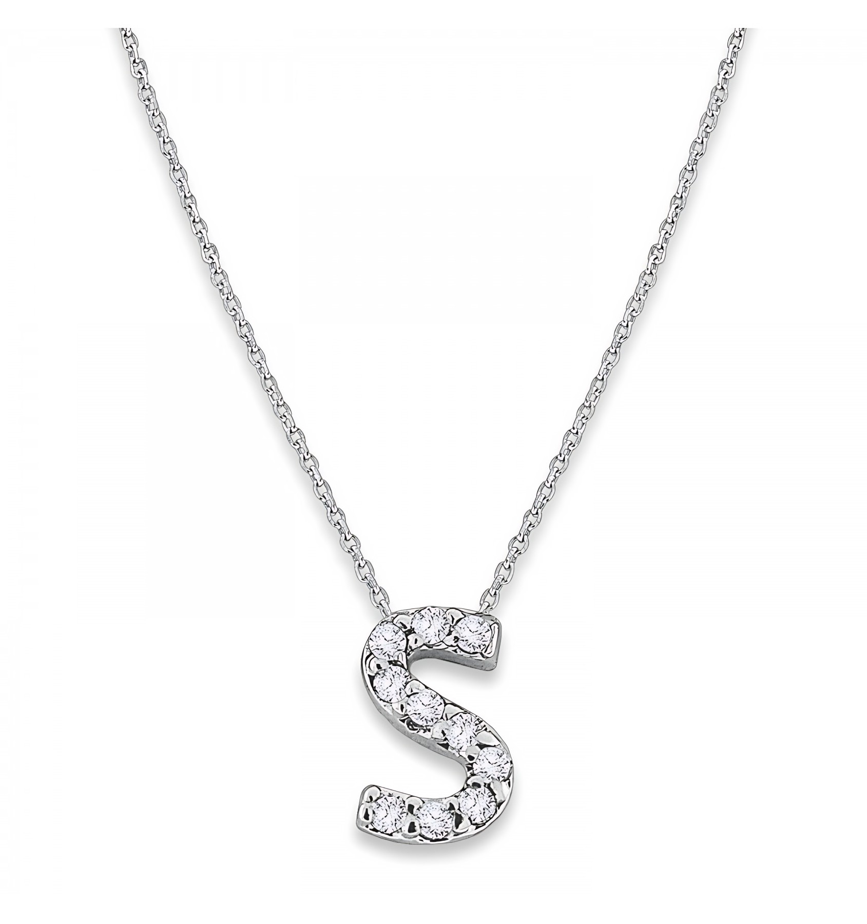 KC Designs Diamond Baby Typewriter Initial "s" Necklace in 14k White Gold
