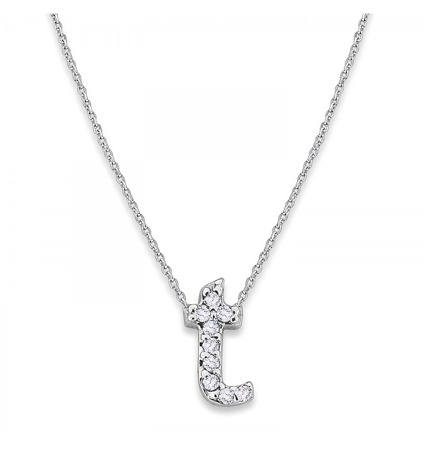 KC Designs Diamond Baby Typewriter Initial "t" Necklace in 14k White Gold