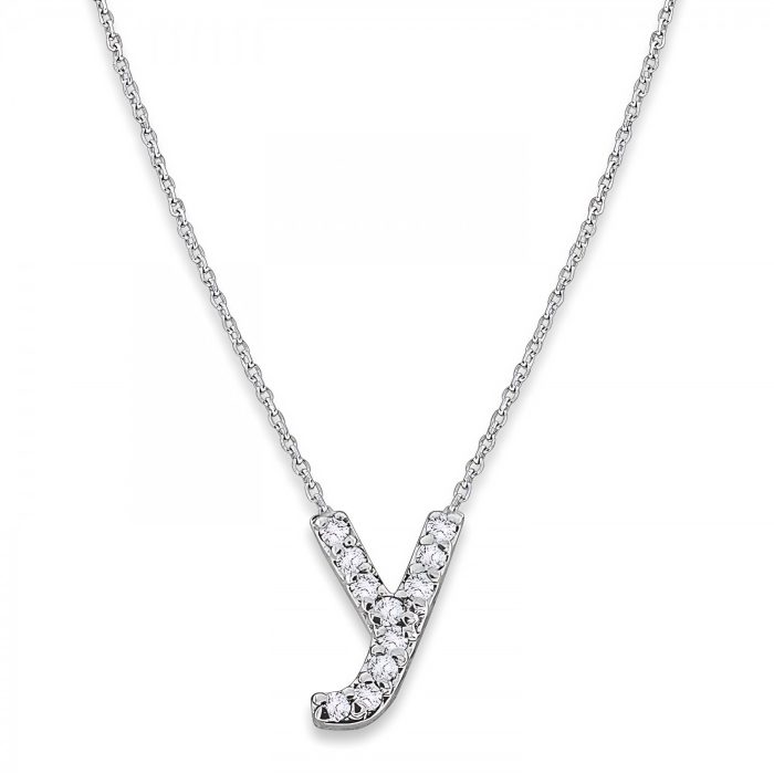 KC Designs Diamond Baby Typewriter Initial "y" Necklace in 14k White Gold