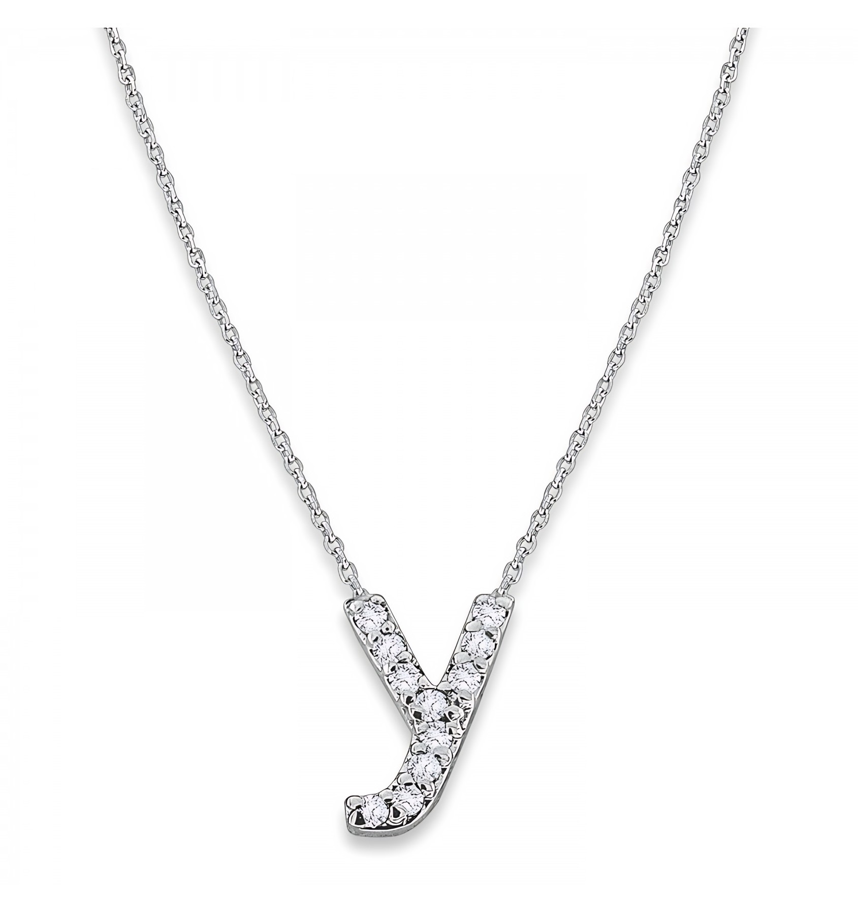 KC Designs Diamond Baby Typewriter Initial "y" Necklace in 14k White Gold