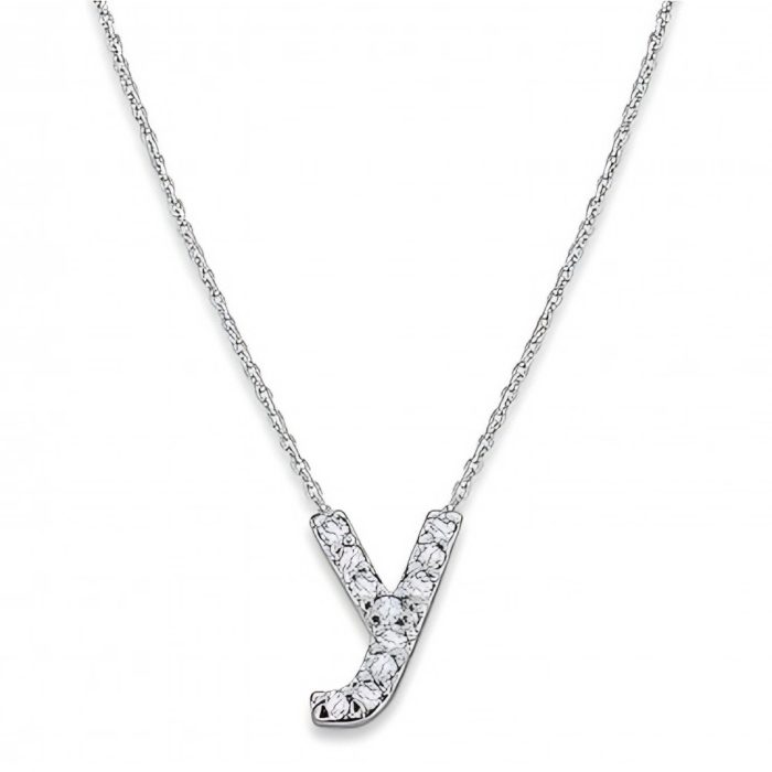 KC Designs Diamond Baby Typewriter Initial "y" Necklace in 14k White Gold