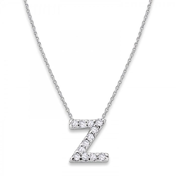 KC Designs Diamond Baby Typewriter Initial "z" Necklace in 14k White Gold