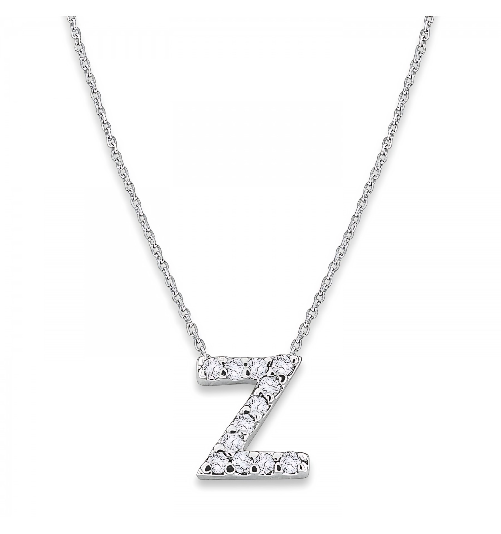 KC Designs Diamond Baby Typewriter Initial "z" Necklace in 14k White Gold