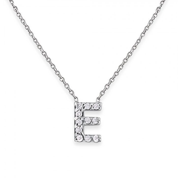 KC Designs Diamond Bitty Block Initial "E" Necklace