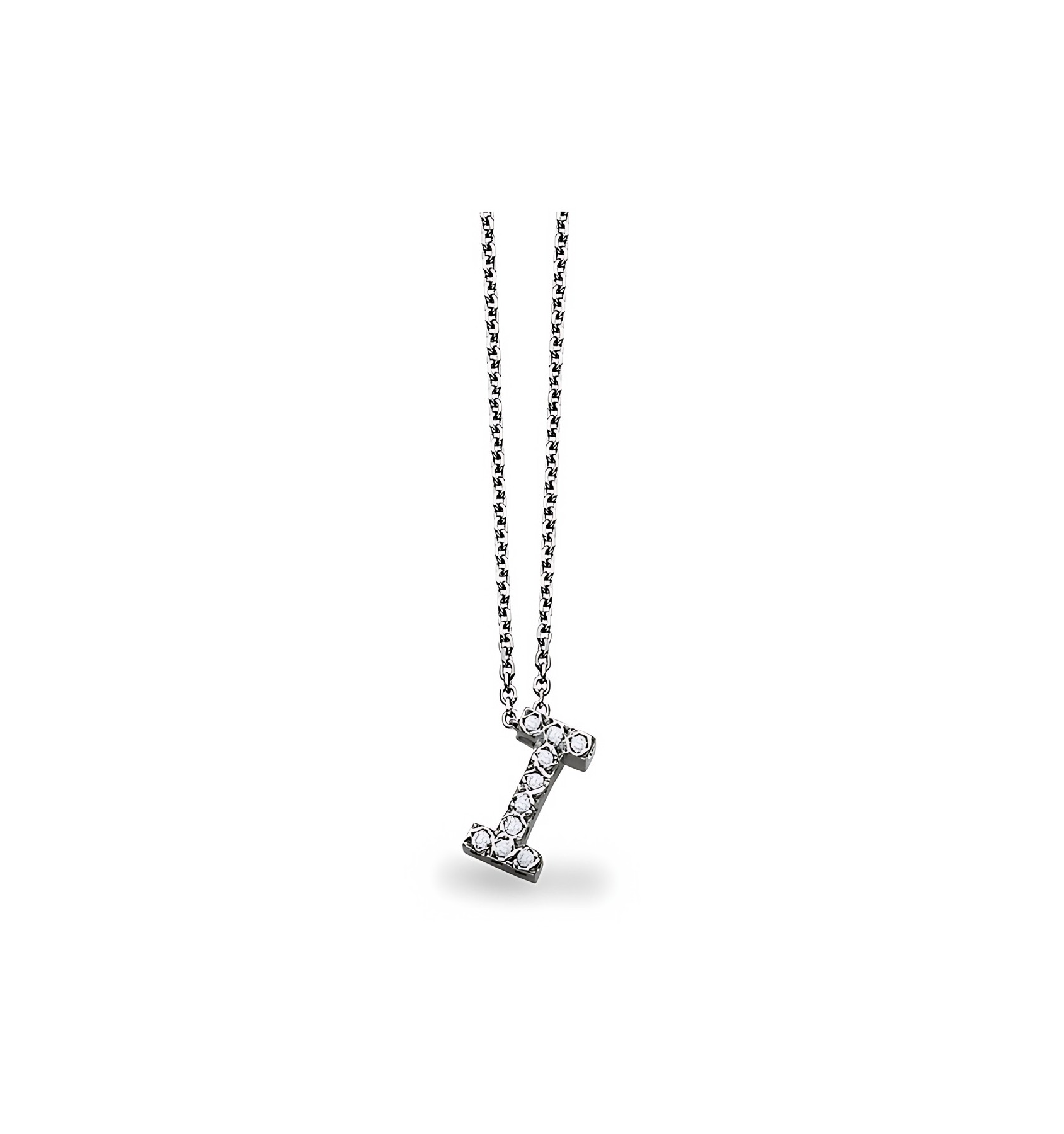 Kc Designs Diamond Block Initial "I" Necklace in 14k White Gold with 10 Diamonds