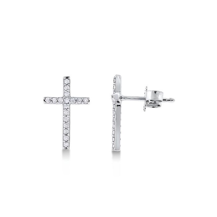 KC Designs Diamond Cross Earrings in 14K White Gold with 34 diamonds