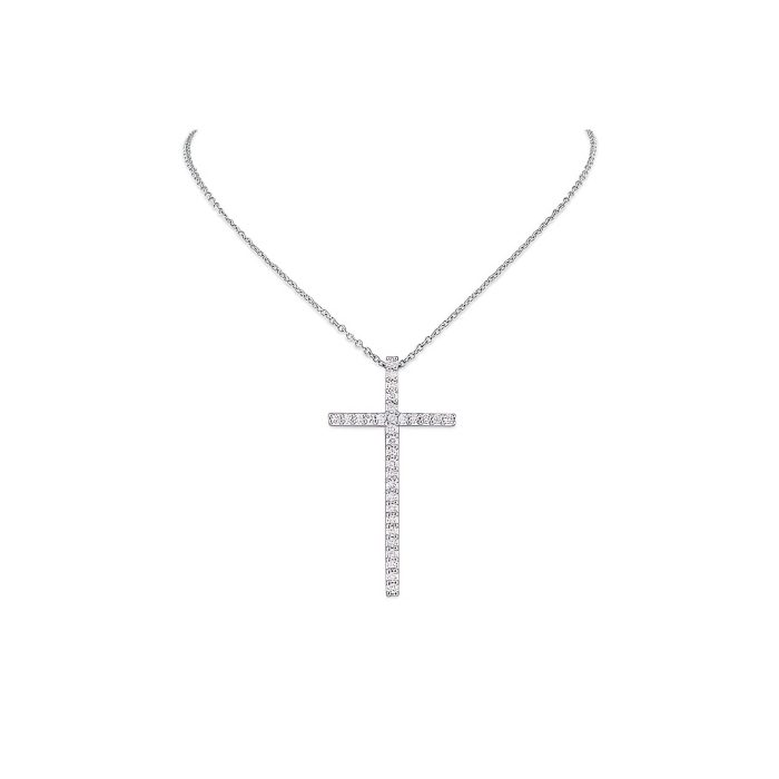 KC Designs Diamond Cross Necklace In 14K White Gold With 31 Diamonds