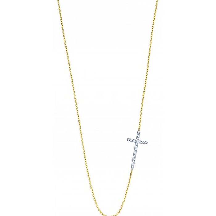 KC Designs Diamond Cross Necklace Stationed To The Right in 14k White Gold
