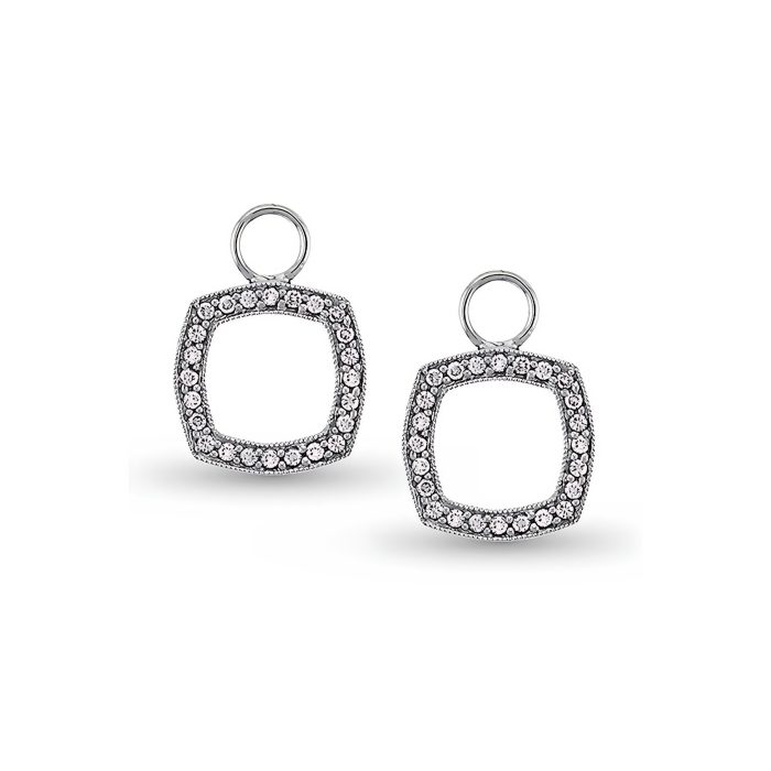 KC Designs Diamond Cushion Earring Charms in 14k White Gold with 48 Diamonds
