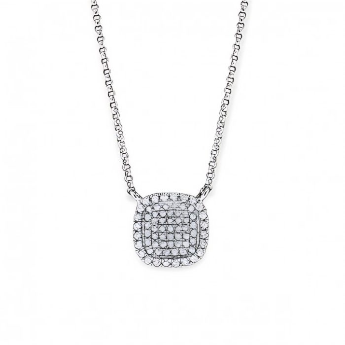 KC Designs Diamond Cushion Necklace in 14K White Gold