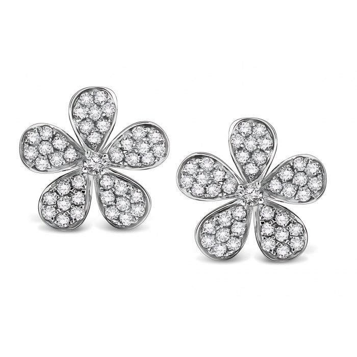 KC Designs Diamond Floral Earrings in 14k White Gold with 82 Diamonds