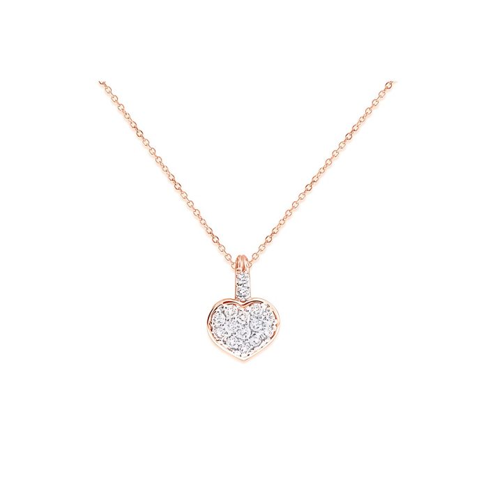 KC Designs Diamond Heart Necklace in 14k Pink Gold with 15 Diamonds