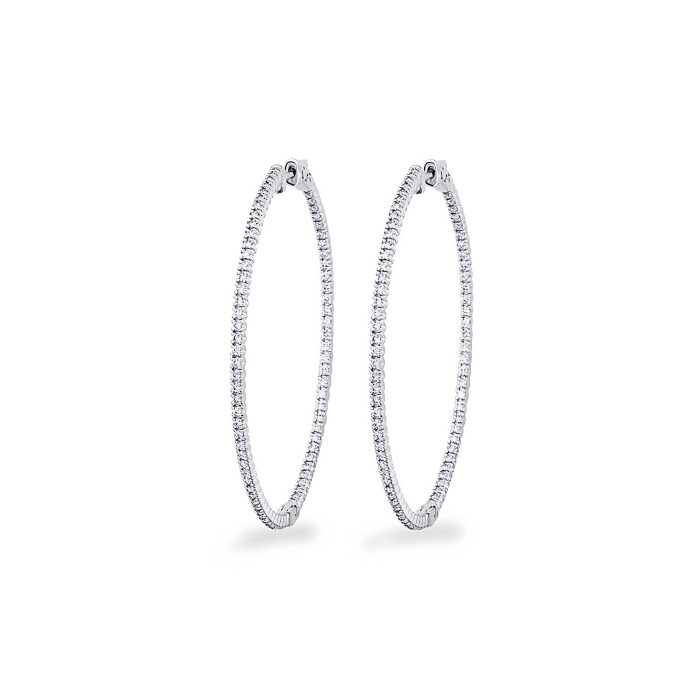 KC Designs Diamond Inside Outside Large Hoop Earrings in 14k White Gold with 156 Diamonds