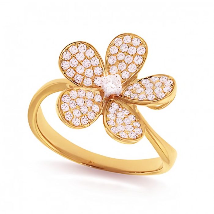 KC Designs Diamond Large Floral Ring in 14k Rose Gold with 81 Diamonds