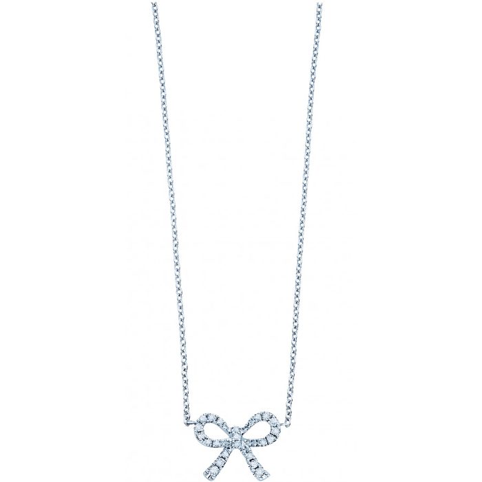 KC Designs Diamond Mini Bow Necklace in 14k White Gold with 22 Diamonds