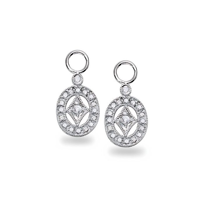 Kc Designs Diamond Oval Drop Earring Charms In 14k White Gold With 36 Diamonds