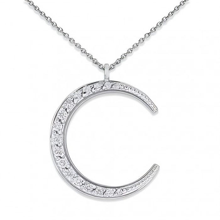 KC Designs Diamond Small Crescent Necklace in 14k White Gold with 17 Diamonds