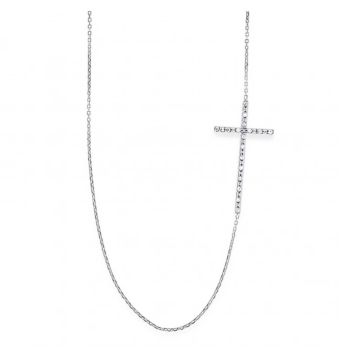 KC Designs Diamond Sparkle On The Side Cross Necklace in 14k White Gold